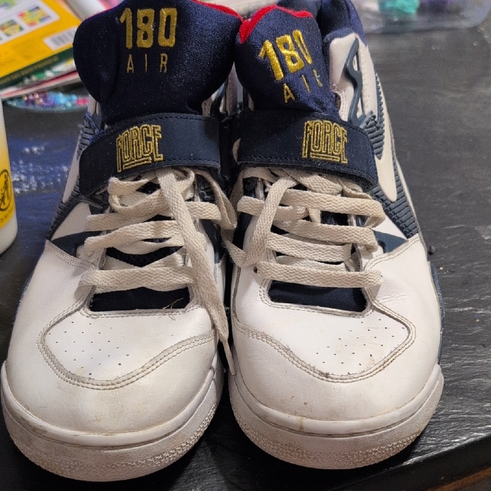 Nike Air Force 180 Sneakers - White, Navy, and Gold